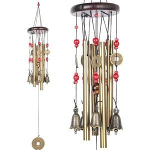 Chinese Traditional Retro 4 Tubes 5 Bells Bronze Yard Garden Outdoor Living